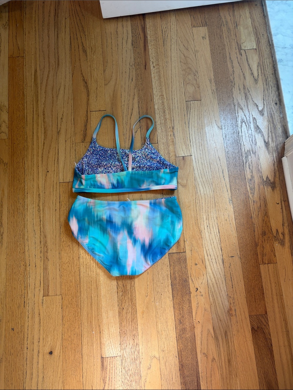Athleta Girls Blue and Pink Tie-Dye Two-Piece Swim Bikini - Picture 2 of 4
